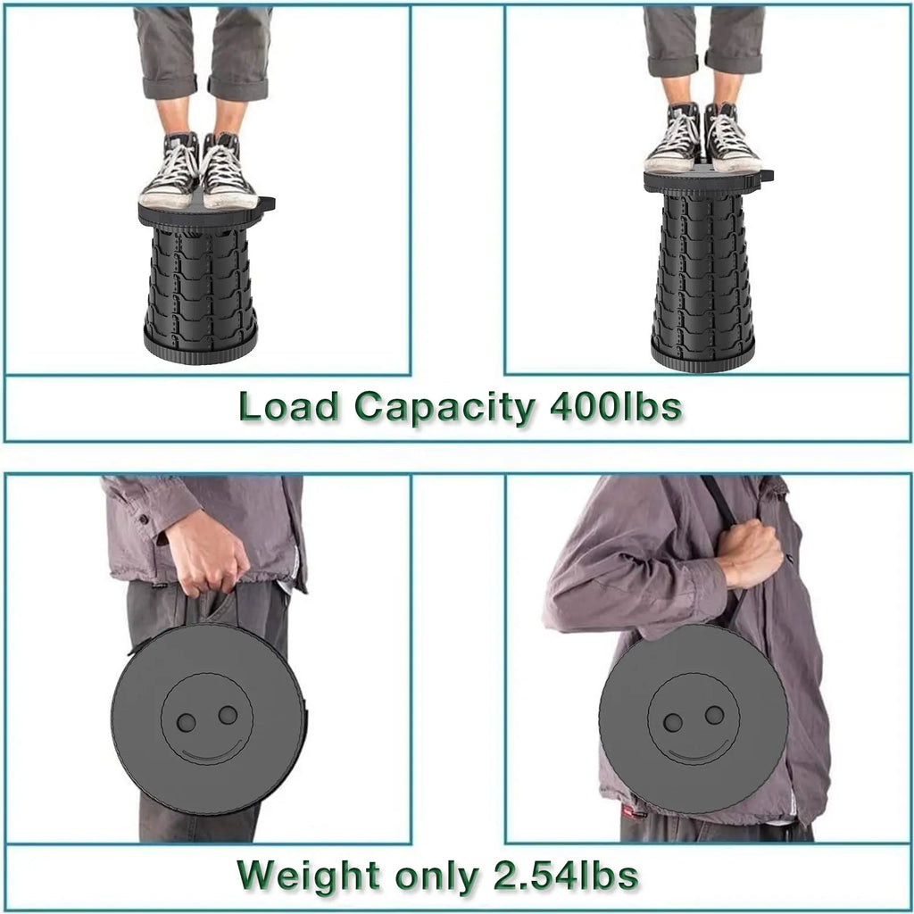 Upgraded Collapsible Stool Lightweight，Portable Retractable Folding Telescoping Foldable Camping Stool with Load Capacity 400Lbs ,Retractable Stool for Outdoor Fishing,Hiking,Bbq,Camping,Gardening,Hiking Tours