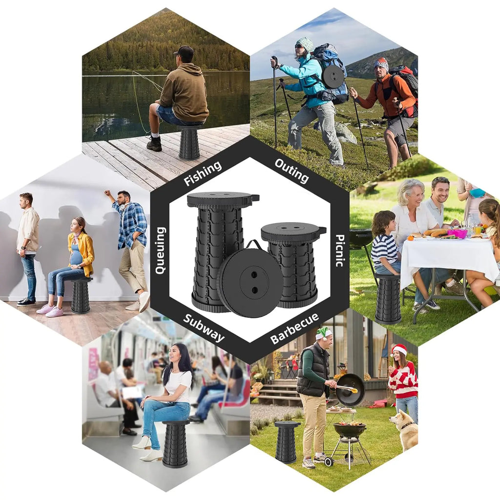 Upgraded Collapsible Stool Lightweight，Portable Retractable Folding Telescoping Foldable Camping Stool with Load Capacity 400Lbs ,Retractable Stool for Outdoor Fishing,Hiking,Bbq,Camping,Gardening,Hiking Tours
