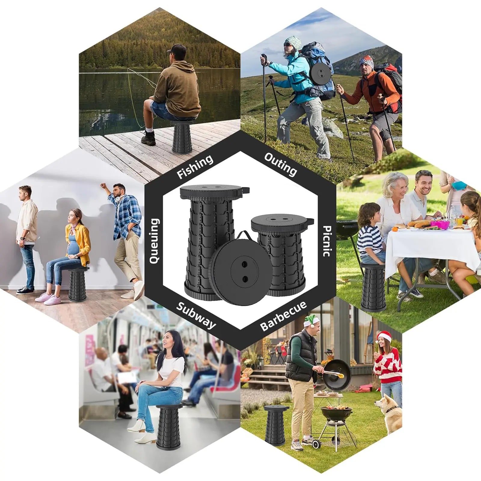 Upgraded Collapsible Stool Lightweight，Portable Retractable Folding Telescoping Foldable Camping Stool with Load Capacity 400Lbs ,Retractable Stool for Outdoor Fishing,Hiking,Bbq,Camping,Gardening,Hiking Tours
