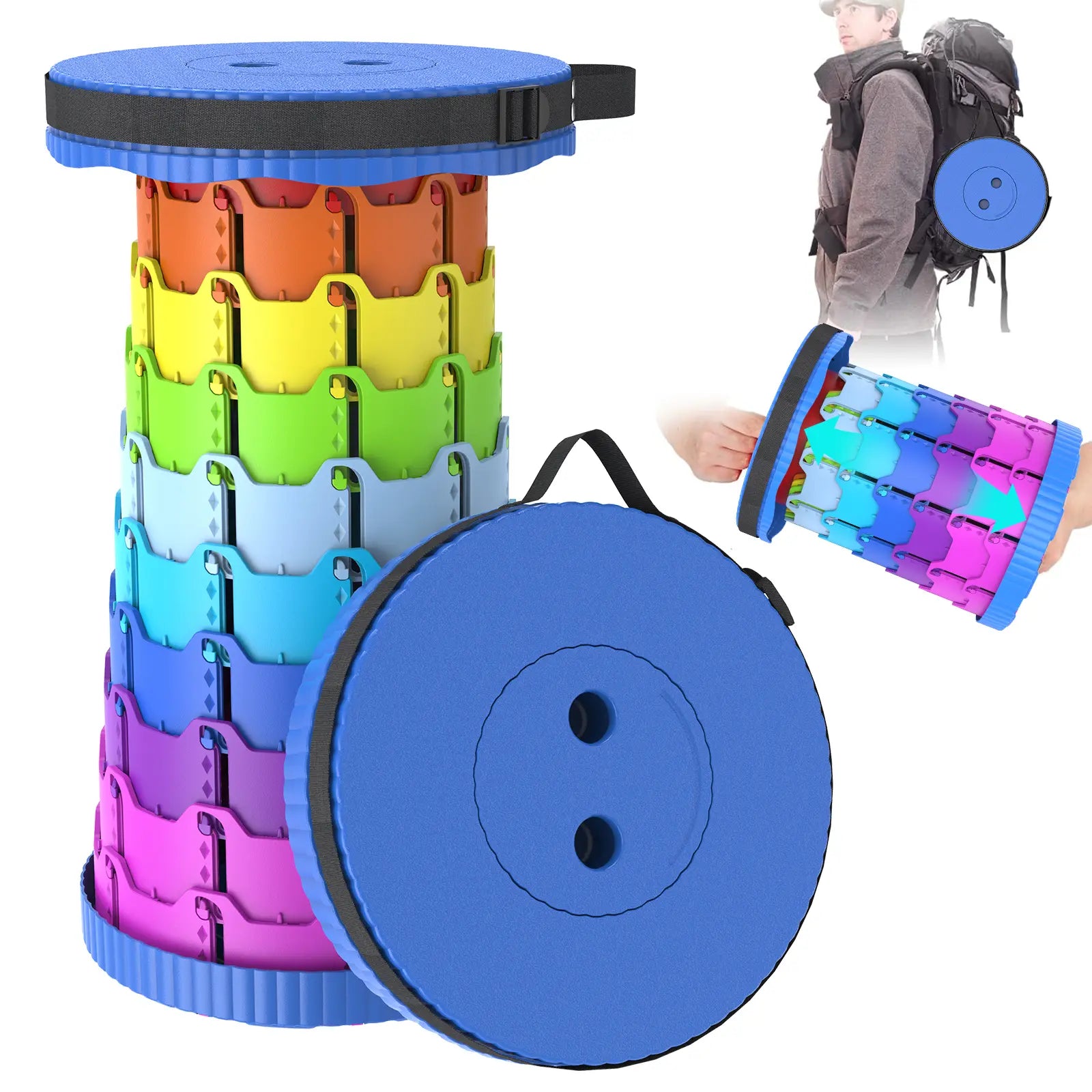 Upgraded Collapsible Stool Lightweight，Portable Retractable Folding Telescoping Foldable Camping Stool with Load Capacity 400Lbs ,Retractable Stool for Outdoor Fishing,Hiking,Bbq,Camping,Gardening,Hiking Tours