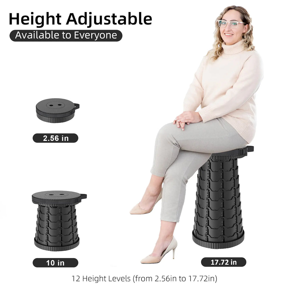 Upgraded Collapsible Stool Lightweight，Portable Retractable Folding Telescoping Foldable Camping Stool with Load Capacity 400Lbs ,Retractable Stool for Outdoor Fishing,Hiking,Bbq,Camping,Gardening,Hiking Tours